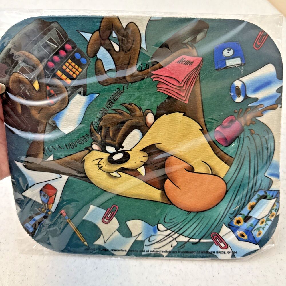 Vintage 1994 Taz Tasmanian Devil Mouse Pad Looney Tunes Warner Bros Computer